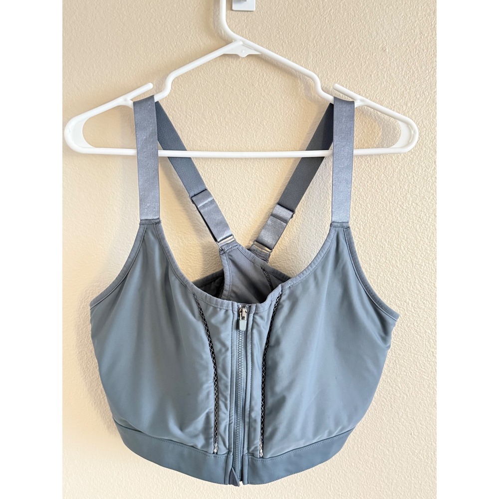 Fabletics Womens 3X Blue Gray Front Zip High Impact Sports Bra BA1827875-0901